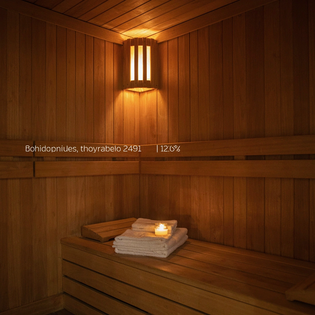 Cabine de sauna en bois aux panneaux ambrés